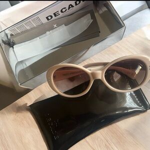 Decade Beige Oval Sunglasses